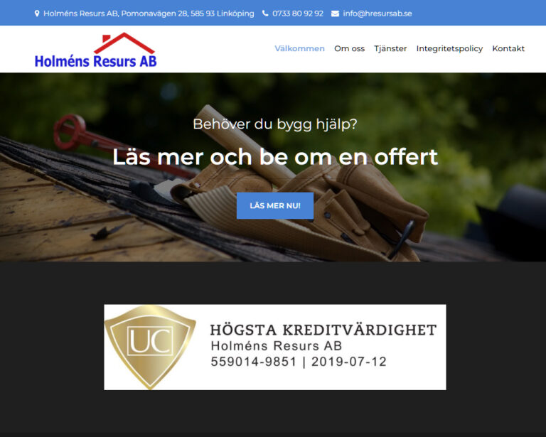 Holméns Resurs AB - ny webb/logo/visitkort