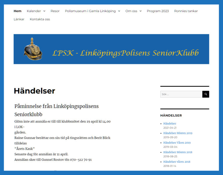 Linköpingspolisens Seniorklubb - ny webb 2013