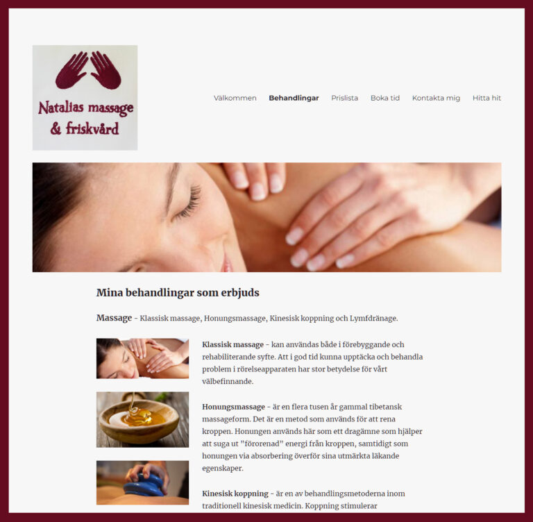 Natalias Massage & Friskvård - ny webb
