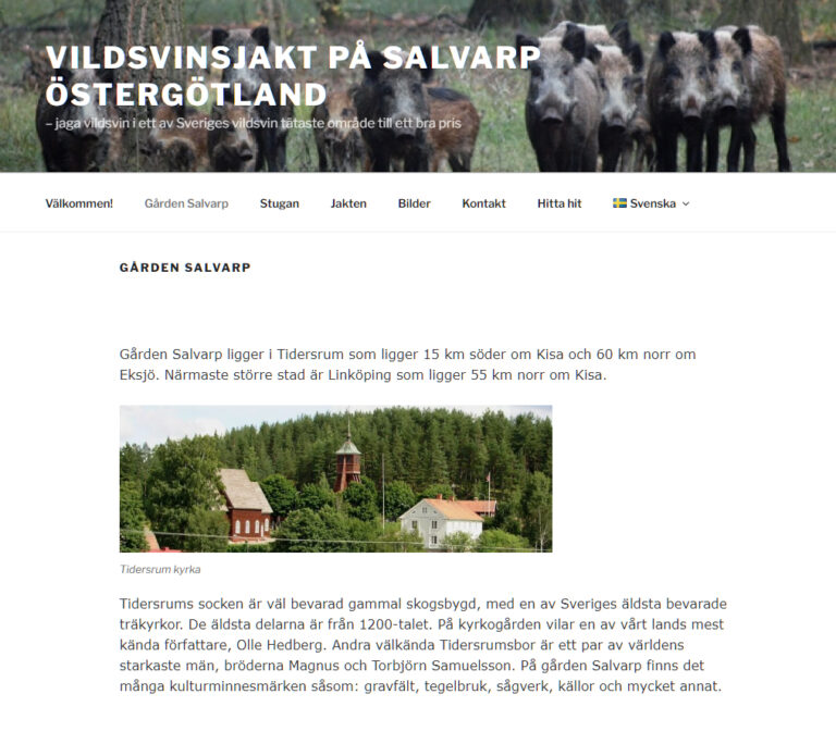 Vildsvinsjakt på Salvarp - ny webb sv/eng